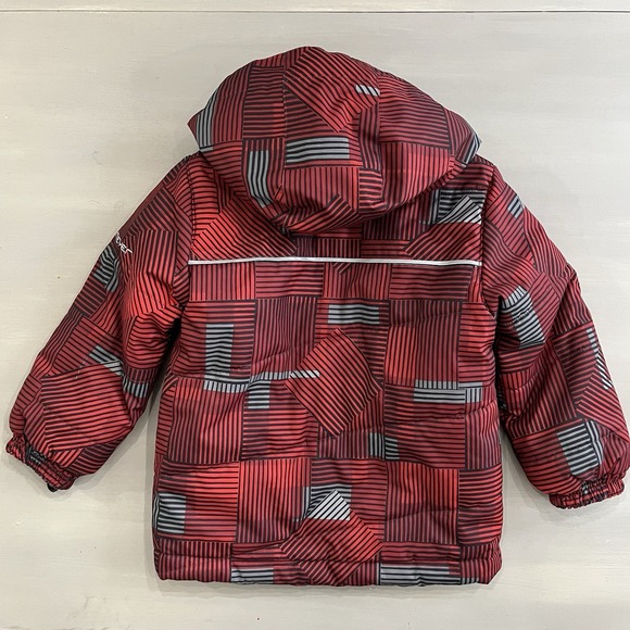 OBERMEYER Boys I-Grow Size 3 Wildcat Hooded Ski Coat Jacket Winter Red Gray - Picture 4 of 12